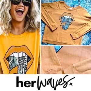 Her Waves $69 Sustainable Surf Art Sweatshirt sz LG Rolling Single Jungle
